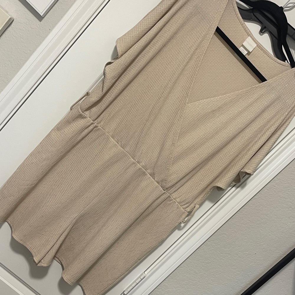 H&M Cream Textured V-Neck Romper